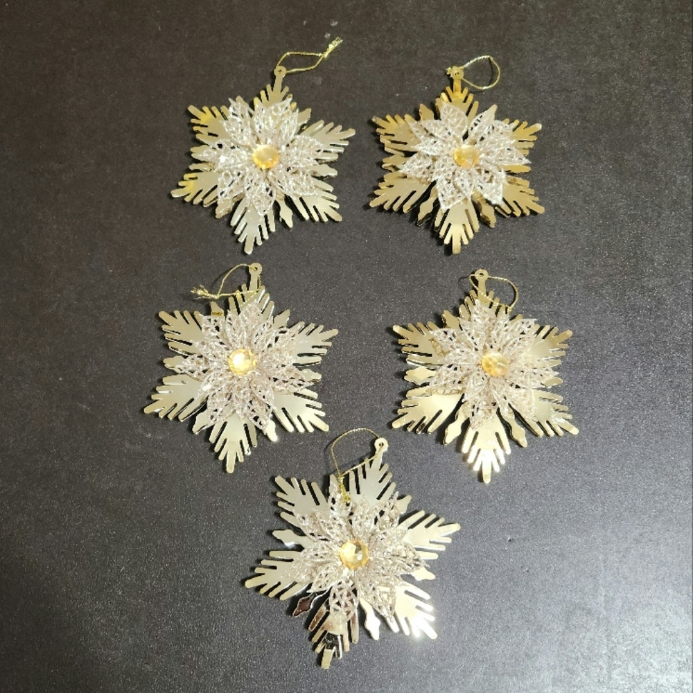 Elegant Gold Snowflake Ornaments